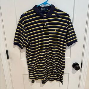 Ralph Lauren Men's Navy and Yellow Polo Shirt
